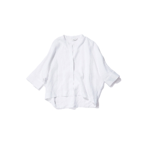 soft ソフト/ リネンバンドカラーシャツブラウス（White）